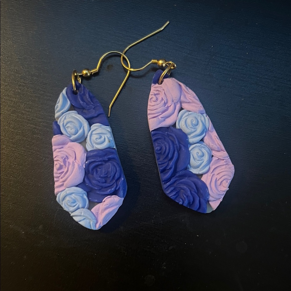 Floral Blue and Pink Earrings